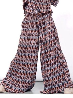 Wildfang Multicolor Empower Plisse Loose Leg Drawstring Pants, size small